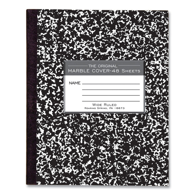 Roaring Spring Marble Cover Composition Book, Wide/Legal Rule, Black Marble Cover, 8.5 x 7, 48 Sheets