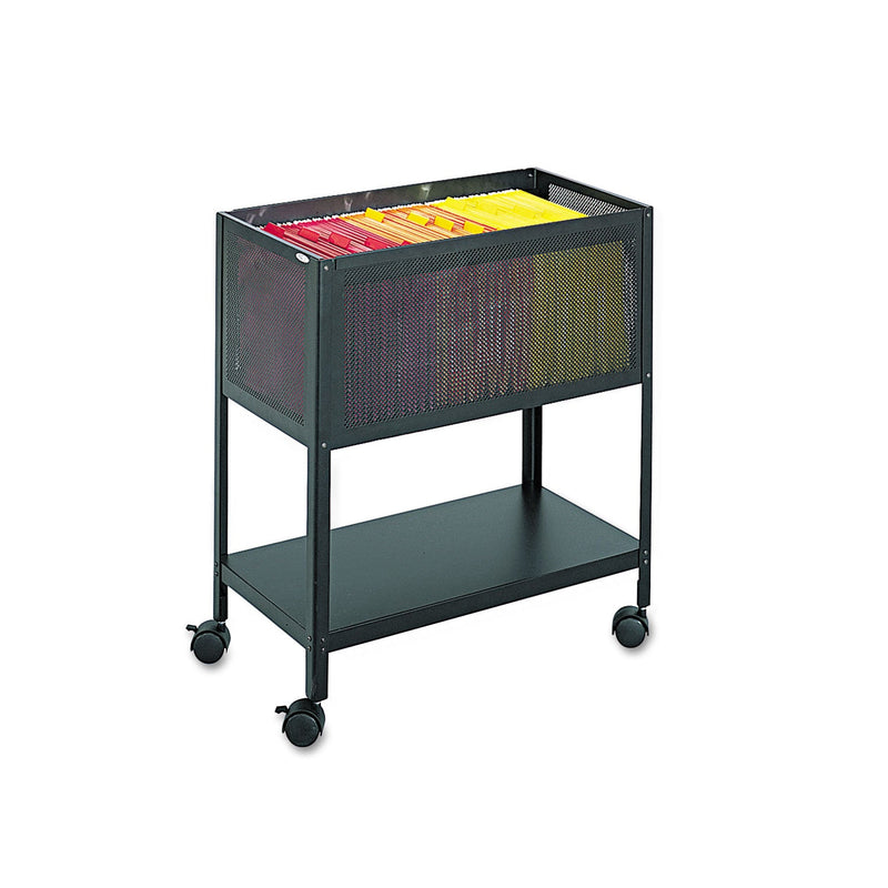 Safco Open Top Mesh Tub, Metal, 1 Shelf, 1 Bin, 13.5" x 24.25" x 27.5", Black