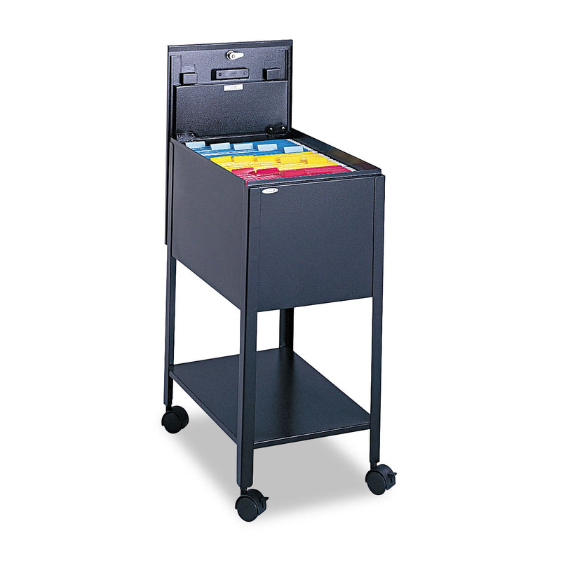 Safco Standard Locking Mobile Tub File, Letter Size, Metal, 1 Shelf, 1 Bin, 13.5" x 19.25" x 28", Black