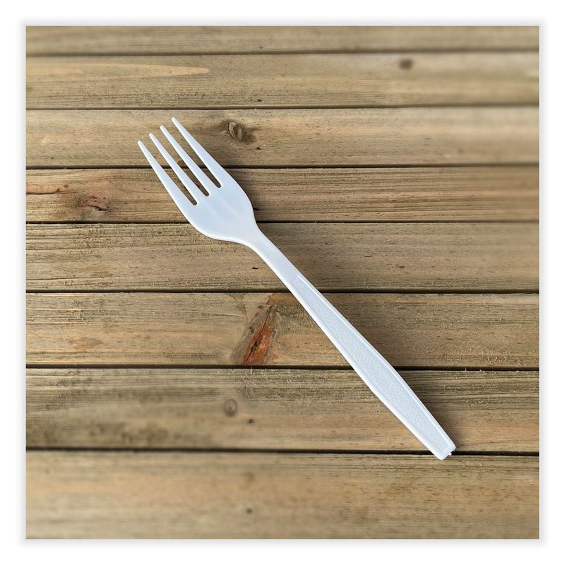 Boardwalk Heavyweight Polypropylene Cutlery, Fork, White, 1000/Carton
