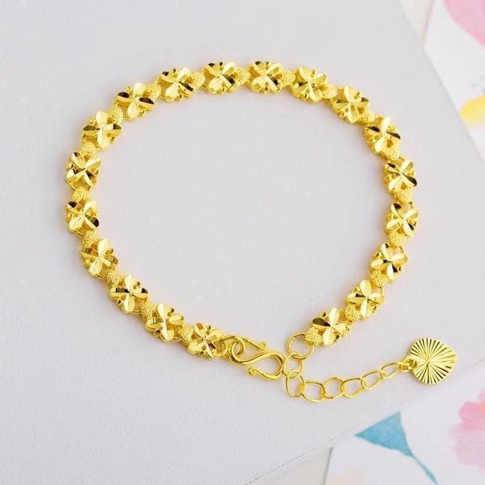 Gold-plated Lucky Clover Gift Love Heart Brass Gold-plated