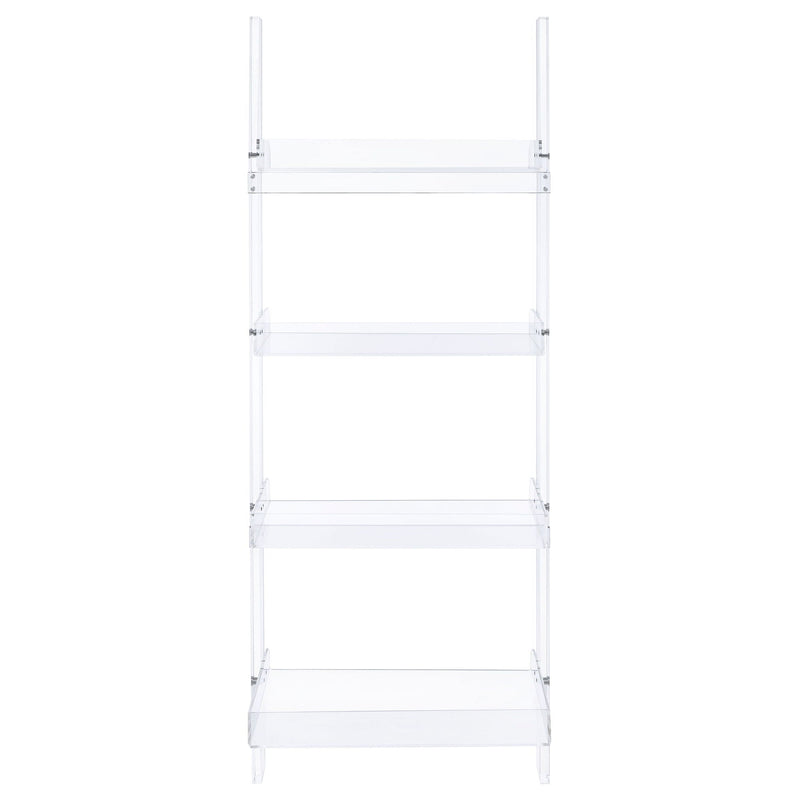 Amaturo 72-inch 4-shelf Acrylic Ladder Bookshelf Clear