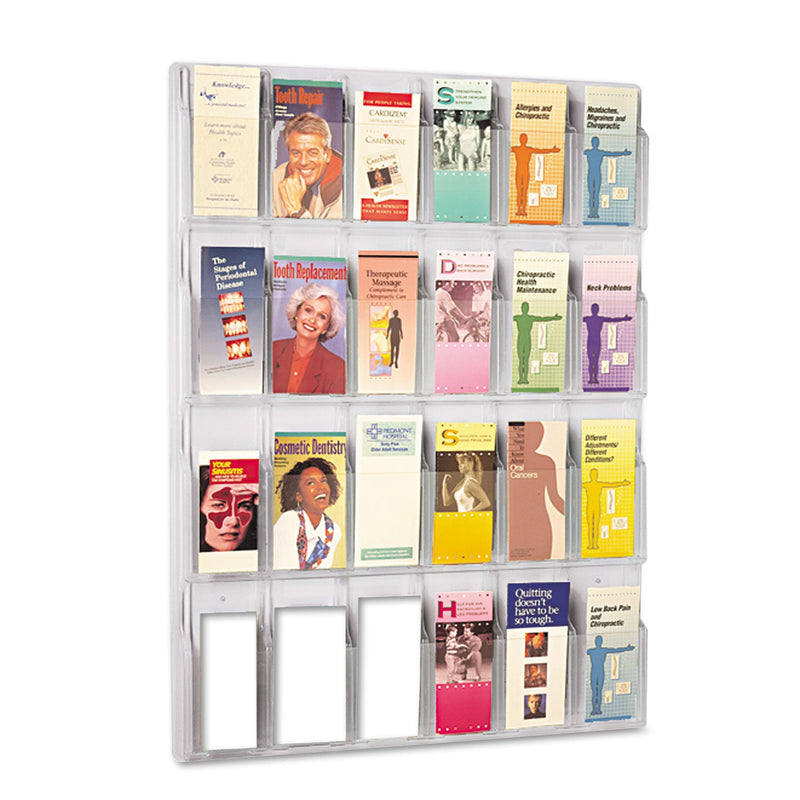 Safco Reveal Clear Literature Displays, 24 Compartments, 30w x 2d x 41h, Clear