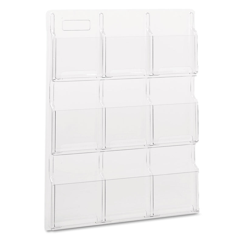 Safco Reveal Clear Literature Displays, 9 Compartments, 30w x 2d x 36.75h, Clear