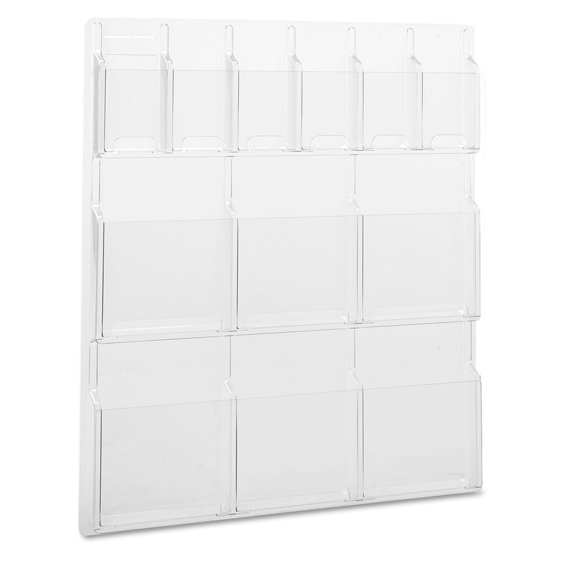 Safco Reveal Clear Literature Displays, 12 Compartments, 30w x 2d x 34.75h, Clear