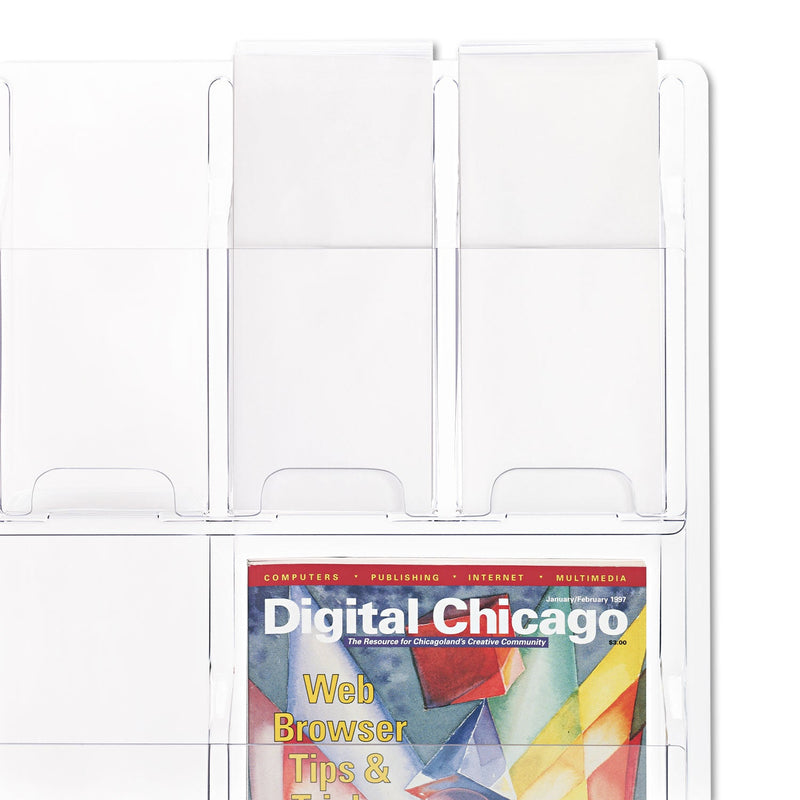 Safco Reveal Clear Literature Displays, 12 Compartments, 30w x 2d x 34.75h, Clear