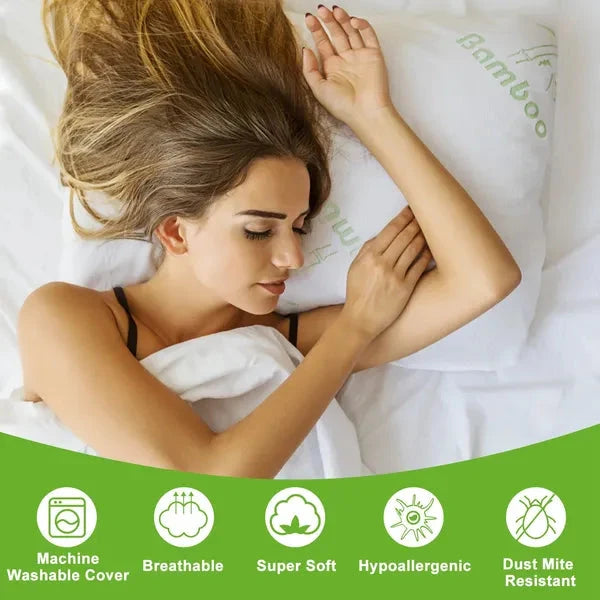 Bamboo Memory Foam Pillow – Hypoallergenic King-Size Neck Support