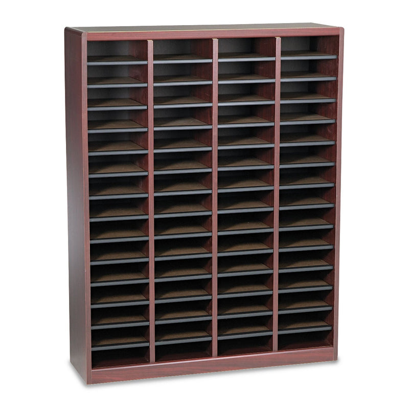 Safco Wood/Fiberboard E-Z Stor Sorter, 60 Compartments, 40 x 11.75 x 52.25, Mahogany, 2 Boxes