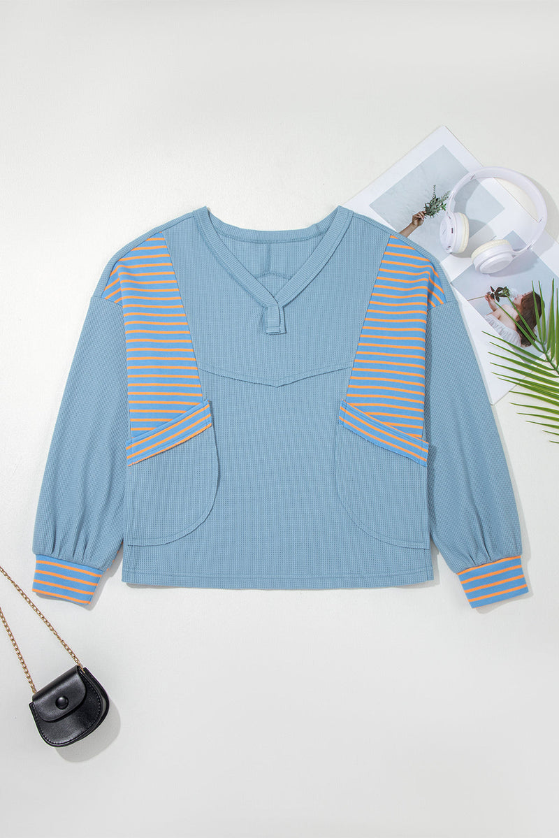 Madison Exposed Seam Waffle Baggy Pullover