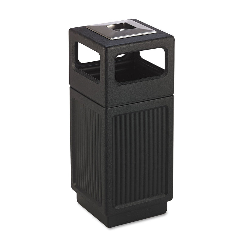Safco Canmeleon Ash/Trash Receptacle, Square, Polyethylene, 15 gal, Textured Black