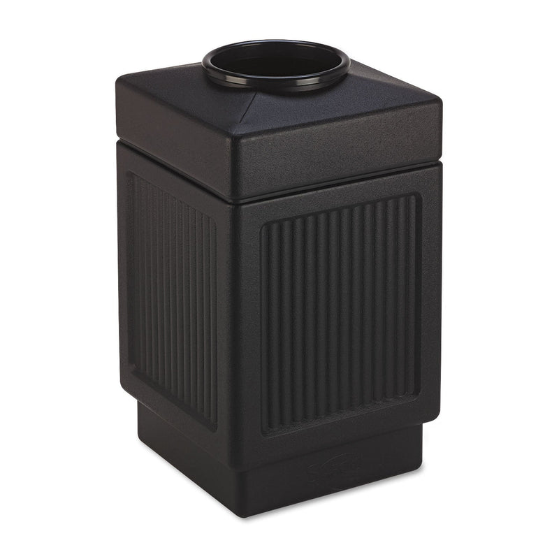Safco Canmeleon Top-Open Receptacle, Square, Polyethylene, 38 gal, Textured Black