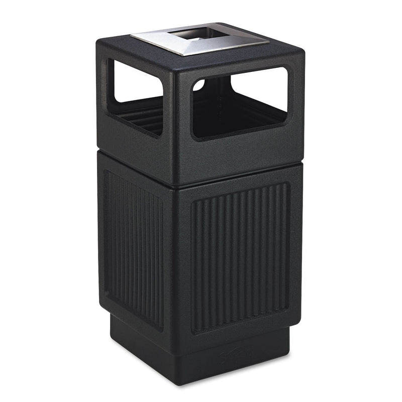 Safco Canmeleon Ash/Trash Receptacle, Square, Polyethylene, 38 gal, Textured Black