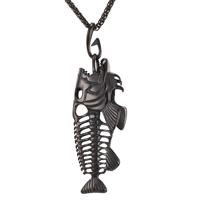 Fish bone necklace titanium steel jewelry necklace