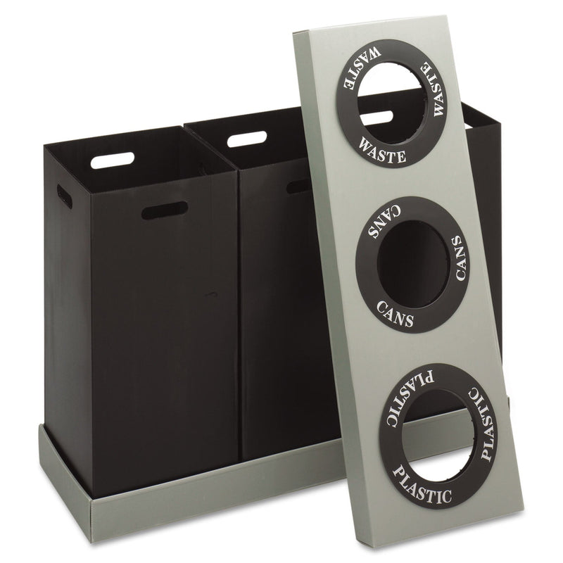 Safco At-Your-Disposal Recycling Center, Polyethylene, Three 84 gal Bins, Black