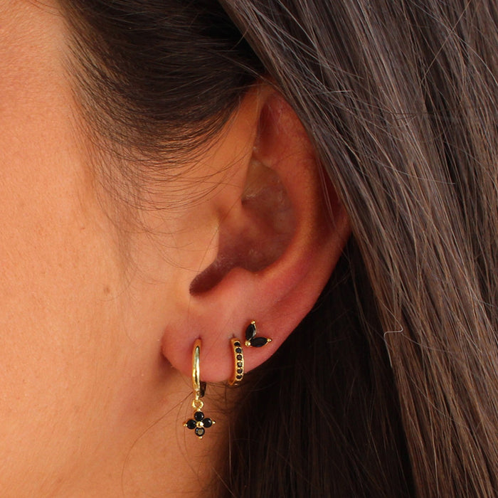 Women's Floral Clover Stacked Earrings Set