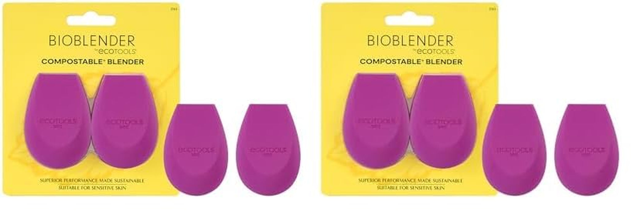 Bioblender Makeup Sponge Duo, Compostable Makeup Blender, for Liquid & Cream Foundation, Seamless Application, Eco-Friendly Beauty Sponge, Cruelty-Free & Latex Free, 2 Count