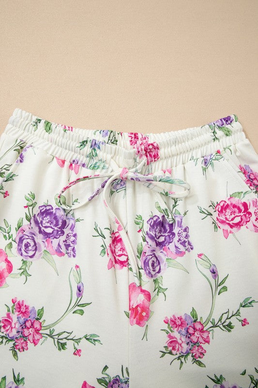 Floral Pullover and Drawstring Lounge Set