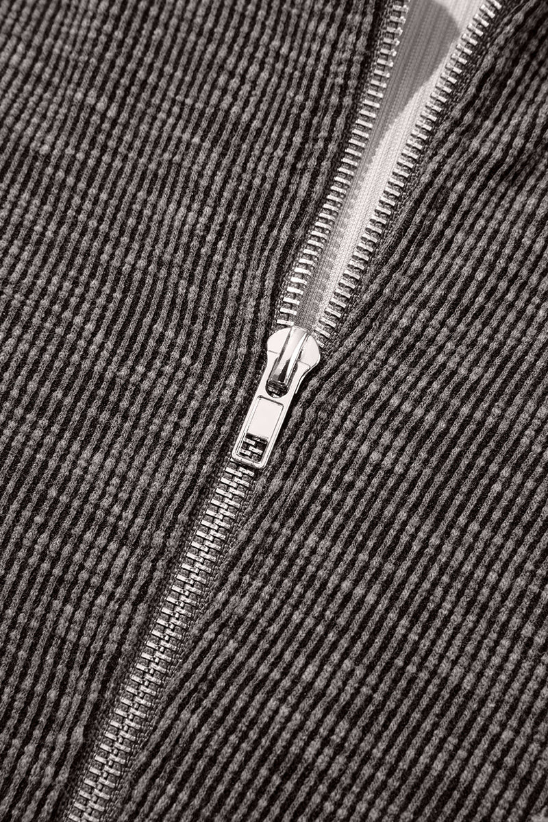 April Collar Zip Hooded Pullover