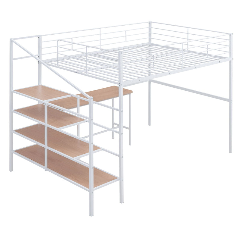 Loft Bed With Desk And Lateral Storage Ladder