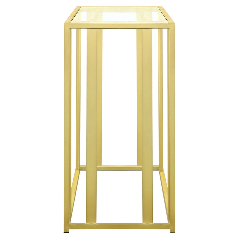 Adri Glass Top Entryway Console Table Matte Brass