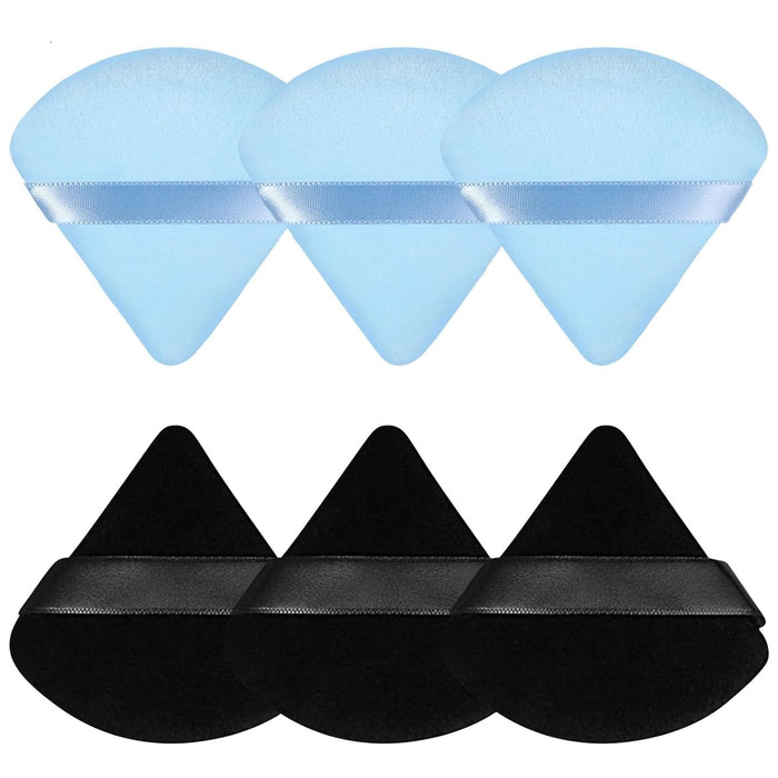 6 Pcs Powder Puff Face Soft Triangle Makeup Puff Velour Makeup Sponge Beauty Blender for Loose Powder (Black)