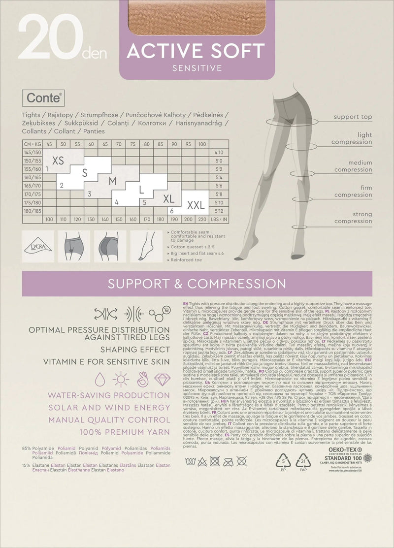 Tights Conte Active Soft 20 Den - Shaping Support with Vitamin E