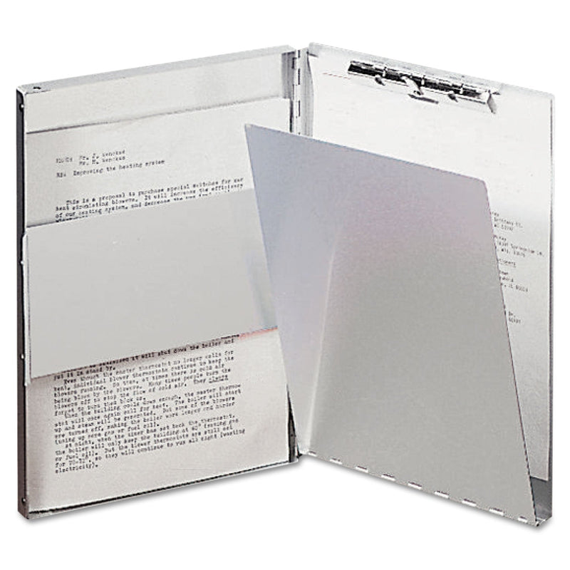 Saunders Snapak Aluminum Side-Open Forms Folder, 0.5" Clip Capacity, Holds 8.5 x 14 Sheets, Silver
