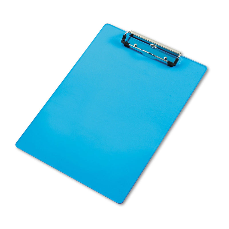 Saunders Acrylic Clipboard, 0.5" Clip Capacity, Holds 8.5 x 11 Sheets, Transparent Blue