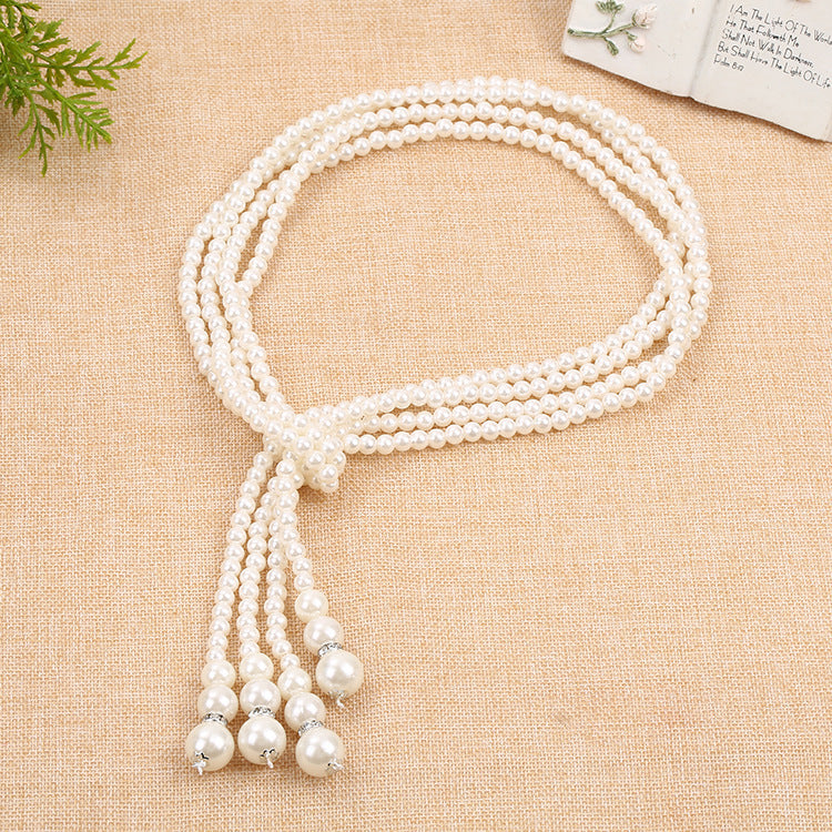 Trendy Multi-Layer Knotted Pearl Sweater Chain Long Necklace