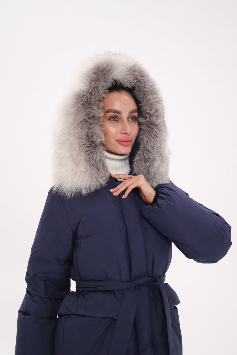 Genuine Silver Fox Down Fill Coat