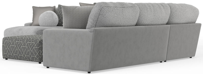 Canyon - 4 Piece Sectional With Cuddler Seat Cushions, Included Accent Pillows And Cocktail Ottoman (Left Side Facing Chaise) - Platinum