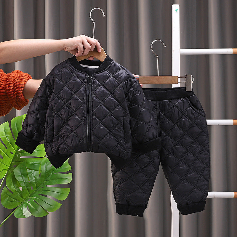 Boys And Girls Fashion Personality Fleece-lined Suit