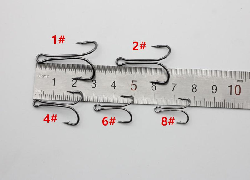 Rompin 50pcs/lot 9908 Double Fishing Hooks Small Fly Tying Double Dual Fishing Hook For Jig Size 1 2 4 6 8