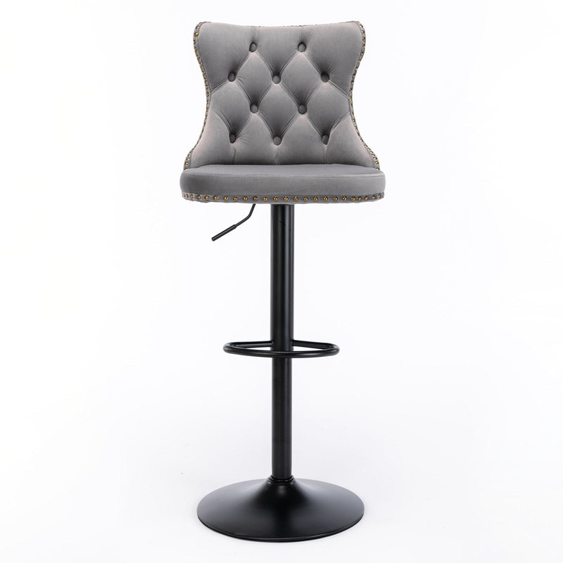 Swivel Barstools Adjusatble Seat Height, Modern Upholstered Bar Stools With Backs Comfortable Tufted For Home Pub And Kitchen Island (Set of 2)