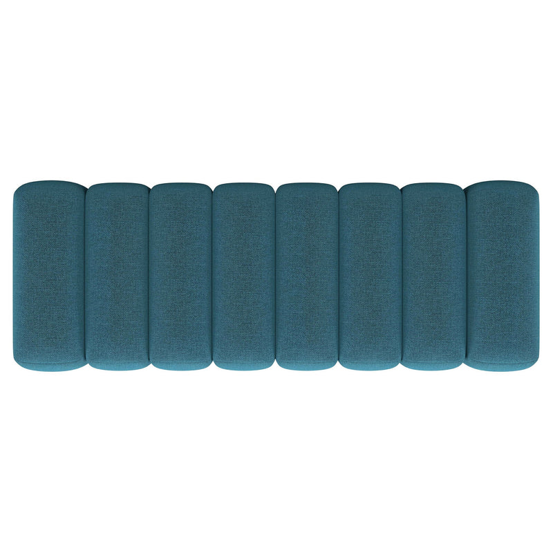 Summer Fabric Upholstered Tufted Accent Bench Peacock Blue