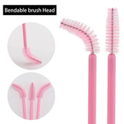 300 Disposable Spoolies Mascara Eyelash Wands Brush Applicator for Eyelash Extension Eyebrow and Makeup Pink