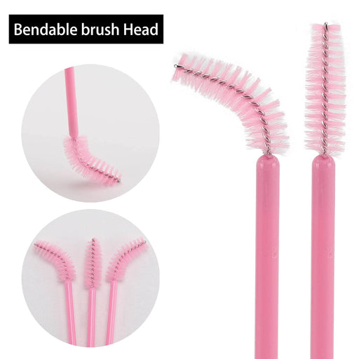 300 Disposable Spoolies Mascara Eyelash Wands Brush Applicator for Eyelash Extension Eyebrow and Makeup Pink