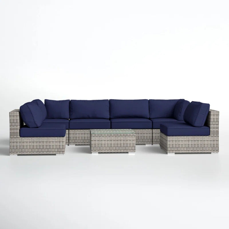 Seating Set With Cushions Handcrafted Wicker Design