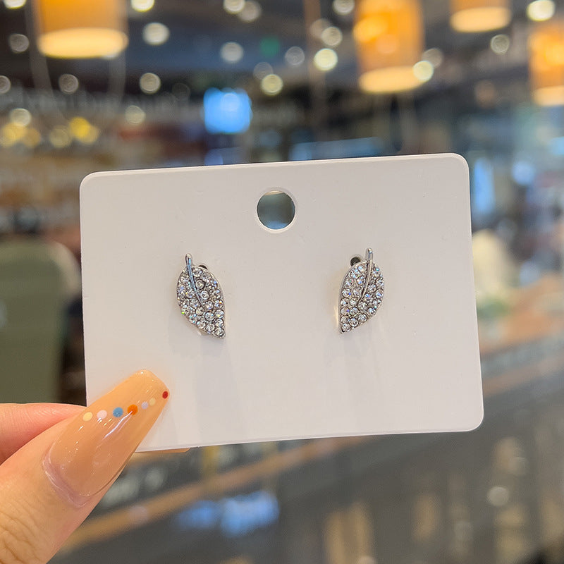 Crystal Rhinestone Leaf Earrings