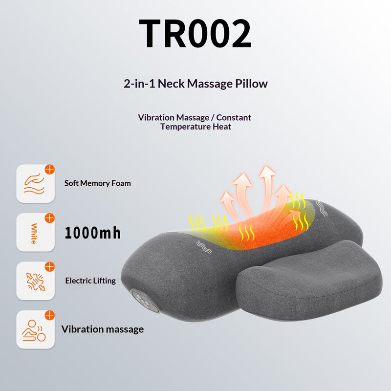 Smart Heated Vibration Massage Pillow – Neck & Waist Support with Heat Therapy & Infrared