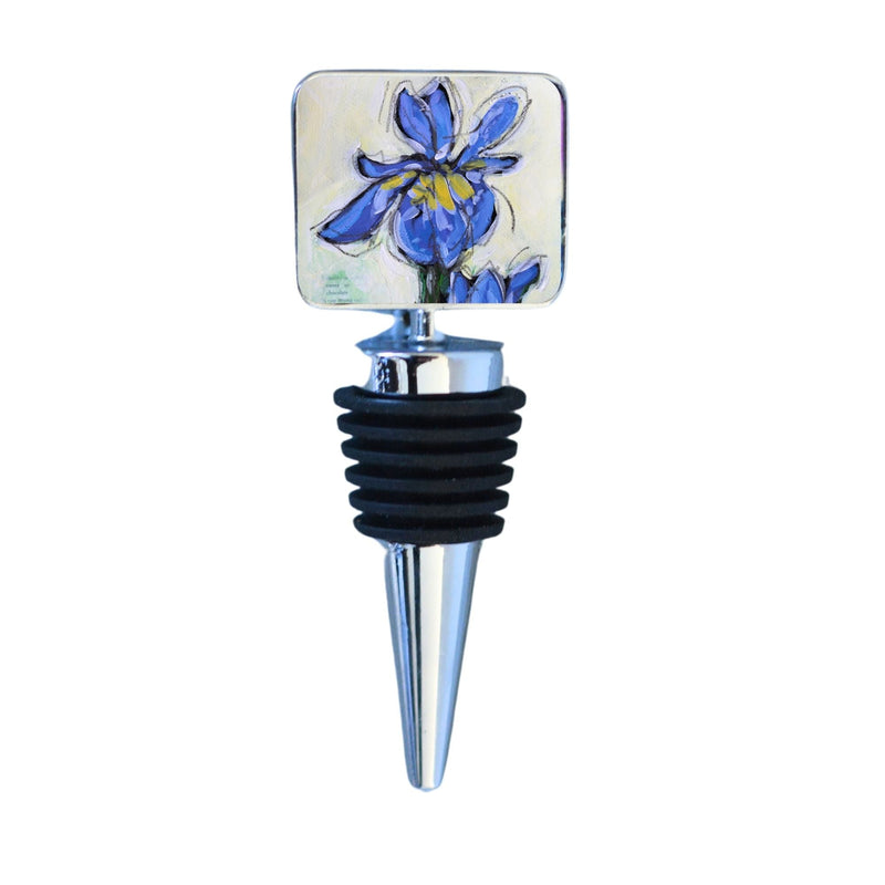 Wine Bottle Stopper: Purple Iris