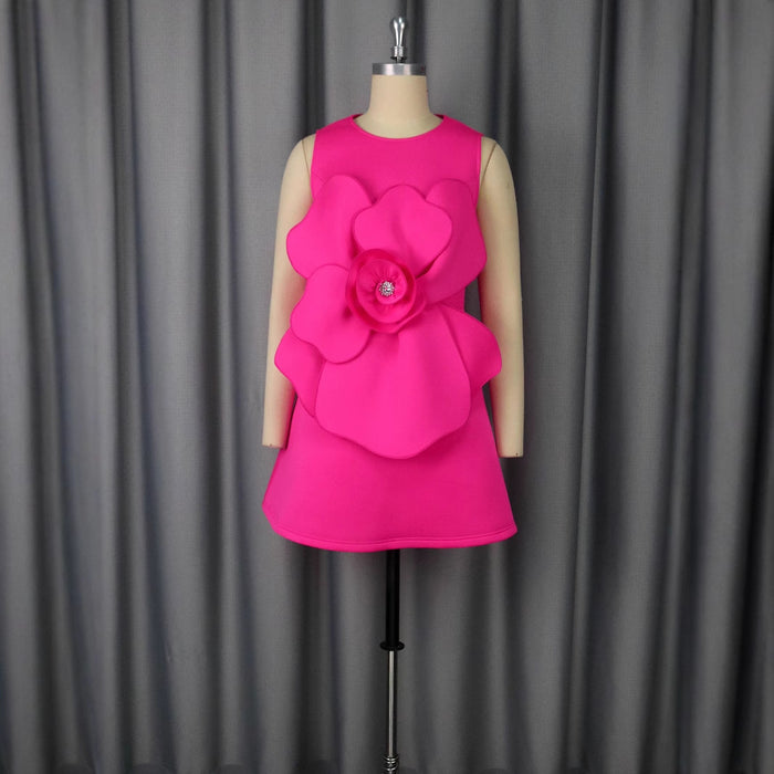 Lady Temperament Round Neck Sleeveless Dress