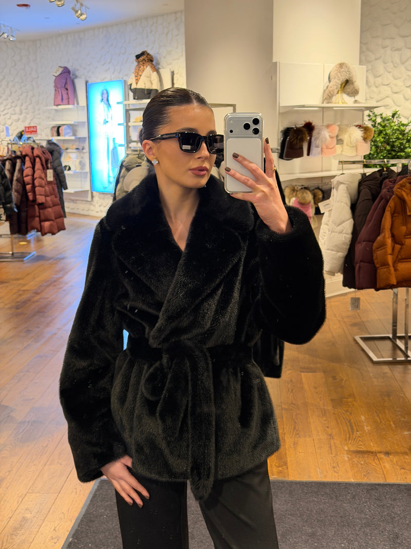 Faux Mink Effect Fur Coat