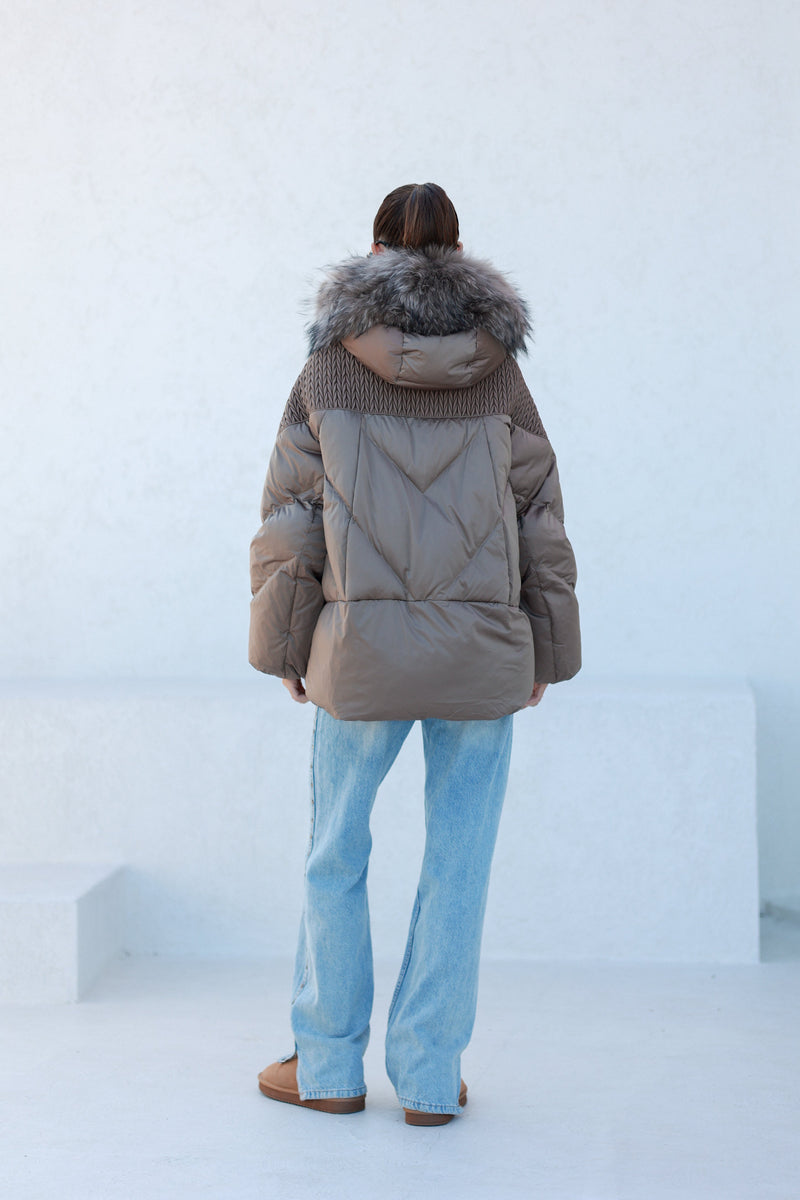 Genuine Fur Trim Down Fill Coat