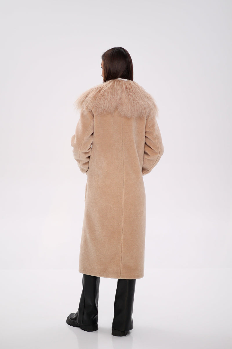 Genuine Lama Fur Virgin Wool Coat