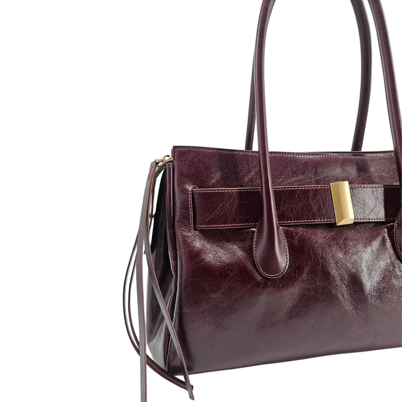Emeralda Burgundy Leather Shoulder Bag