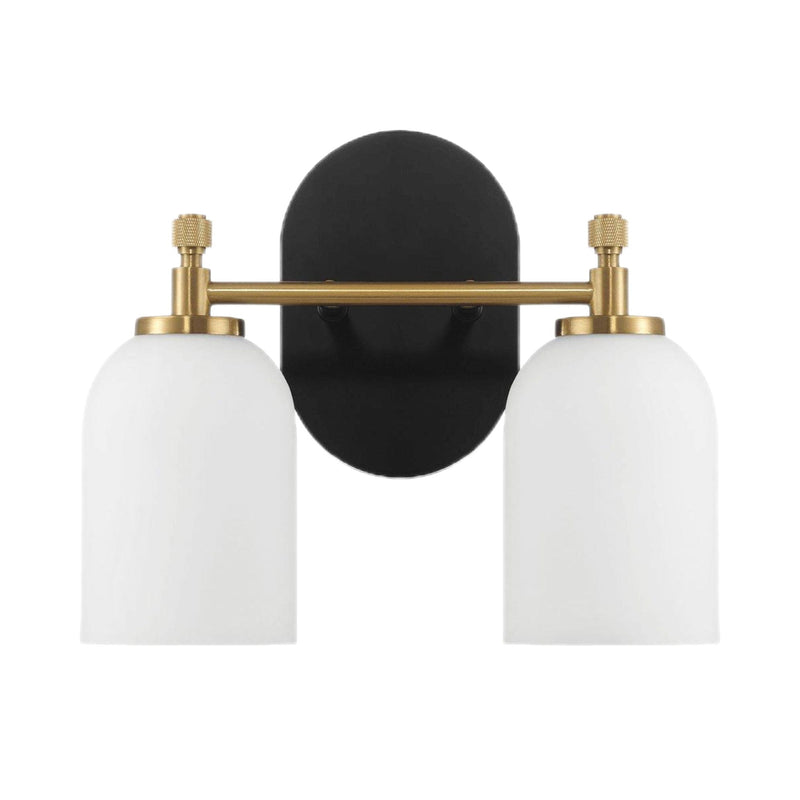 Vortex - 2 Lights Vanity In Style For Over Bathroom Mirror Wall Sconce - Black / Gold / White