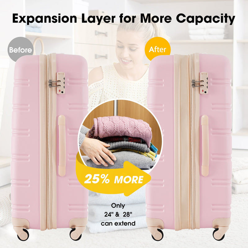 Hardshell Luggage Sets 2Pcs + Bag Spinner Suitcase with TSA Lock