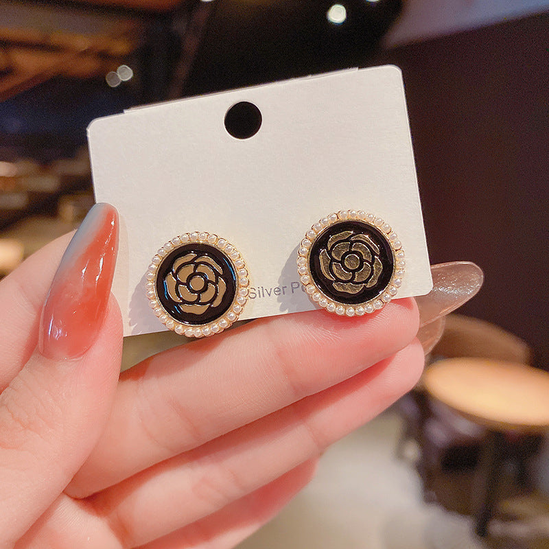 Pearl Rose Flower Earrings for Women