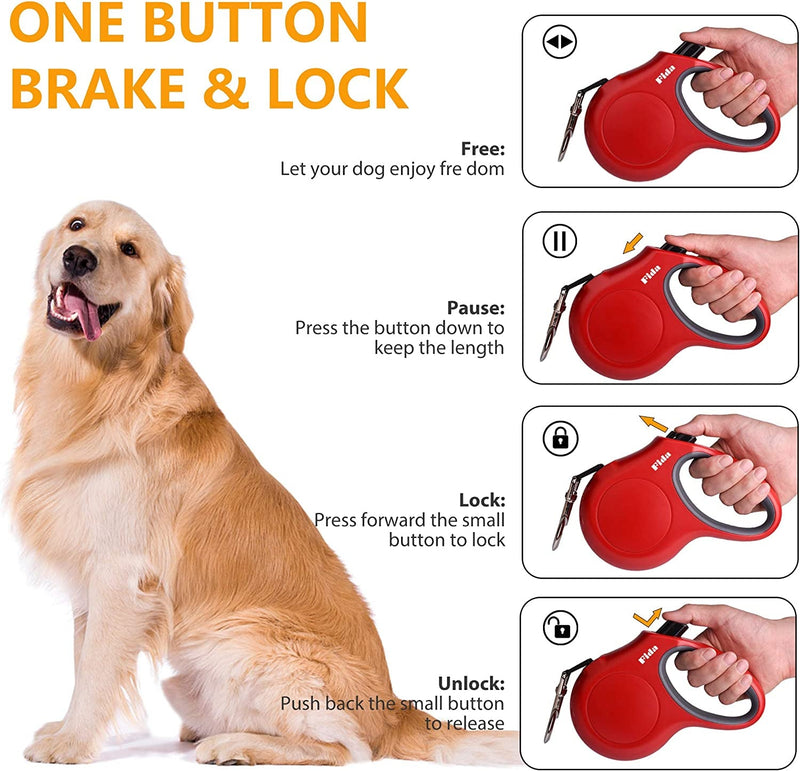 16 ft Retractable Dog Leash with Dispenser and Poop Bags